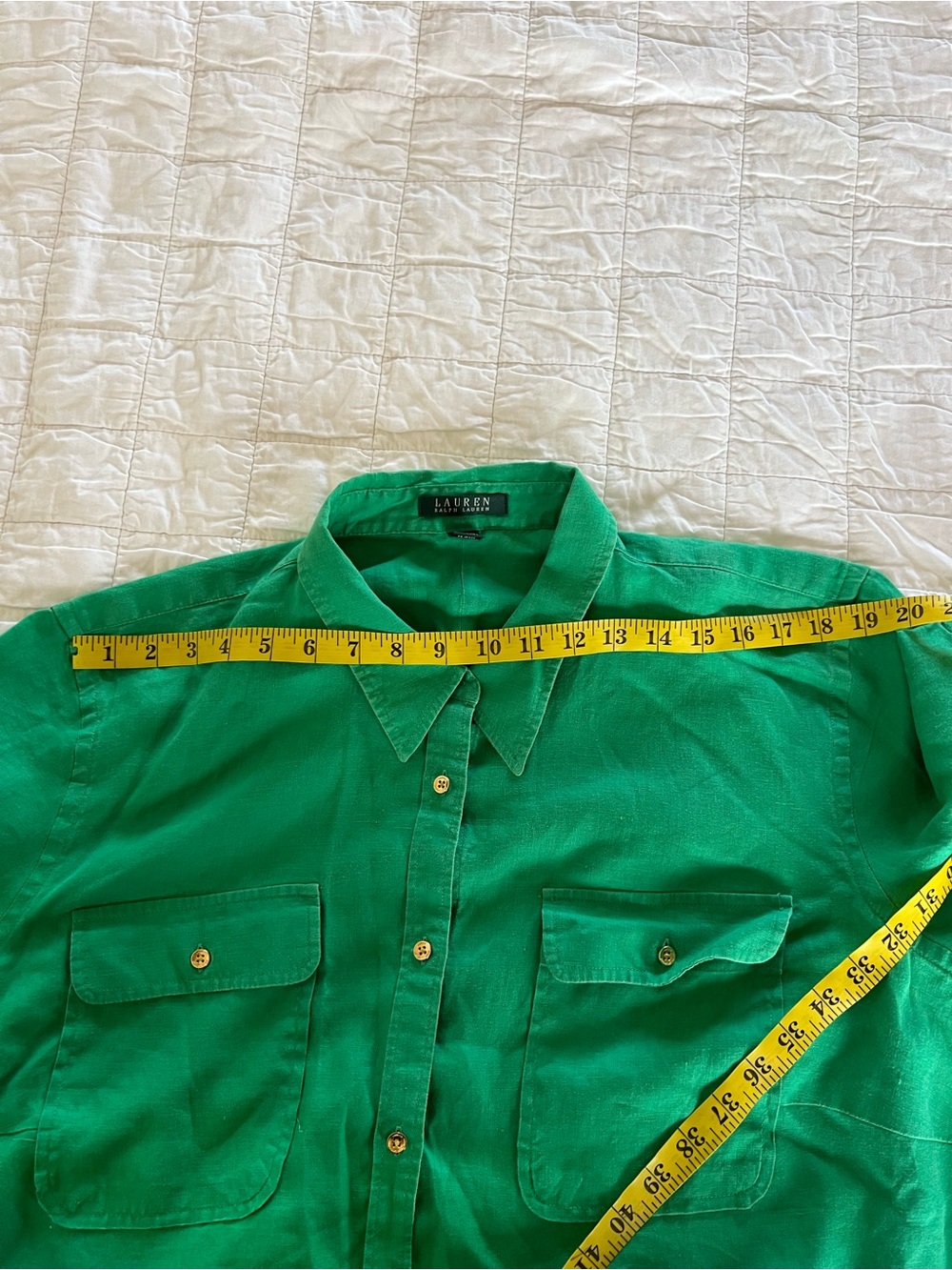 Ralph Lauren 💯 Linen green women’s button up shirt size 3X - Picture 11 of 11